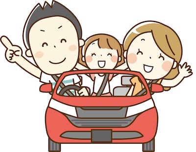 車に乗る親子